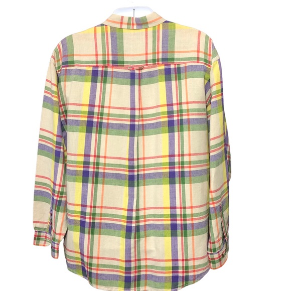 EDDIE BAUER Linen Blend Button Down Shirt Plaid Colorful Crisp Sz XXL Regular - Picture 2 of 13